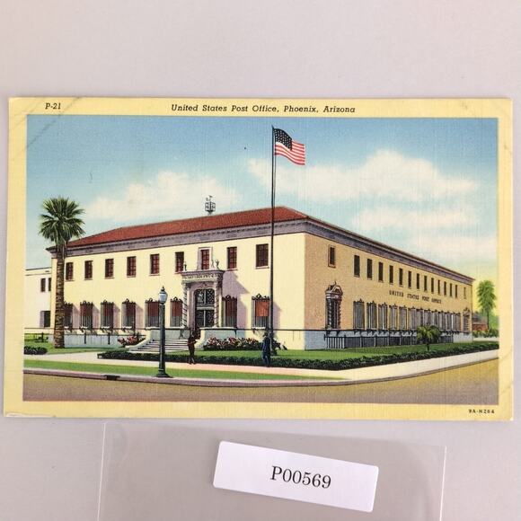 United States Post Office Phoenix Arizona 1940s Linen Postcard 1947 AZ PC USPO - Picture 1 of 2